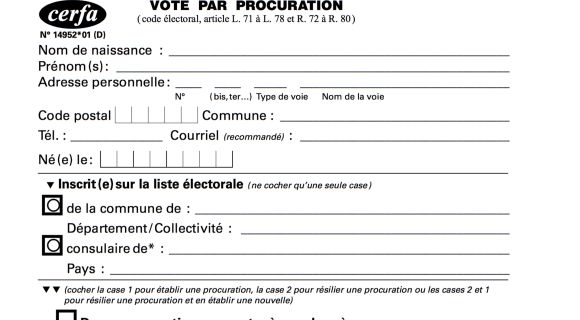 Formulaire vote par procuration 2019 Formulaire vote par procuration 2019